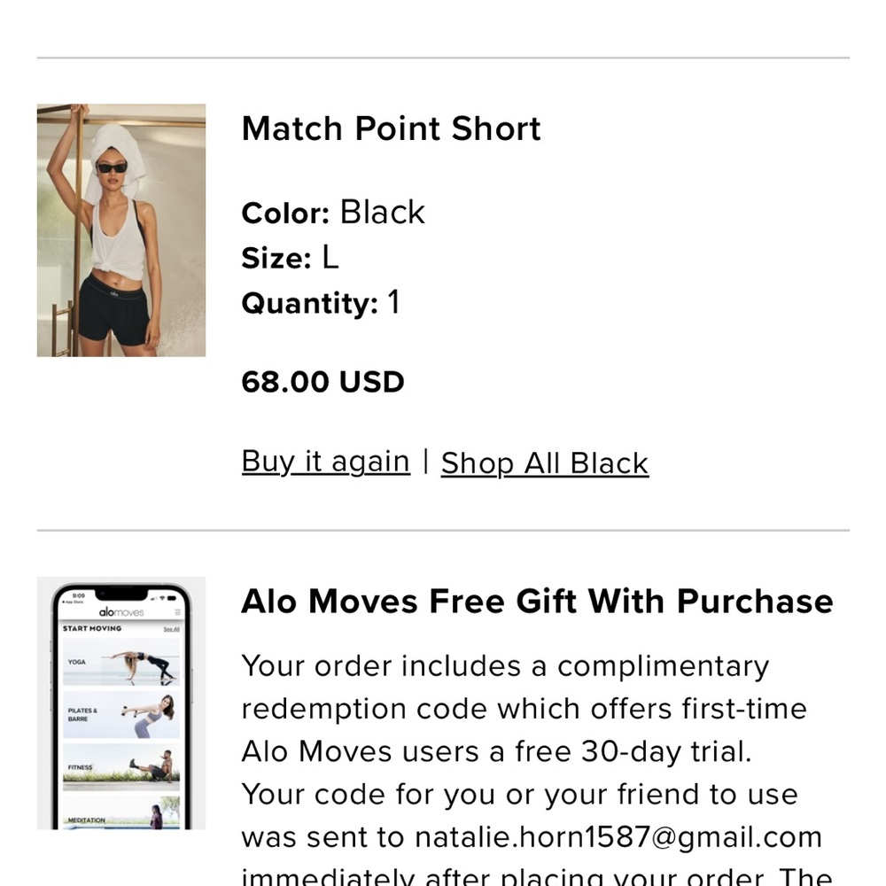 ALO Yoga Black Athletic Shorts - Picture 3 of 3
